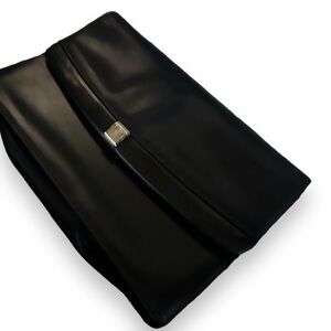 Salvatore Ferragamo Black Leather Clutch Bag | Authentic | Vintage Luxury